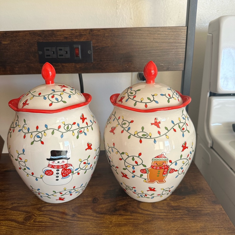 Temp-tations by tara,  Holiday Cookie Jars with Snowman and Gingerbread